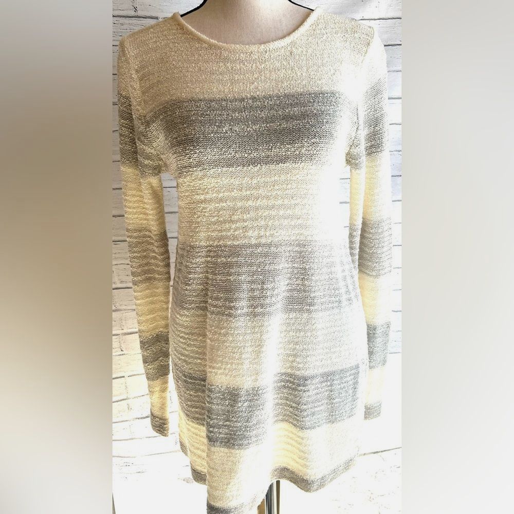 Calvin Klein midi sweater gray and white striped skirt long back NWT size s/p
